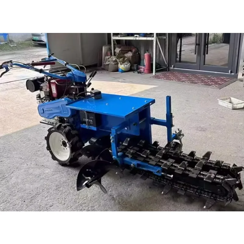 Mesin Penggali Pertanian Otomatis Mesin Penggali Parit Batu Rantai Tunggal dan Rantai Ganda