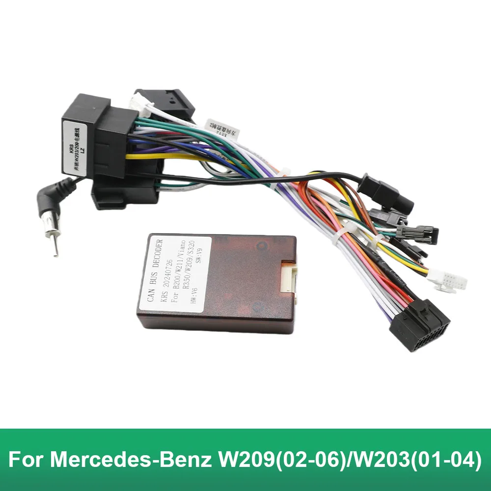 Car 16pin Audio Wiring Harness Adapter With Canbus Box For Mercedes-Benz W209(02-06)/W203(01-04) Stereo Installation