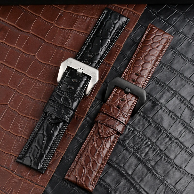 Crocodile Leather watchband for Panerai watch strap Leather Men's fat sea PAM111 PAM441 wristband 22mm 24mm 26mm men's bracelet