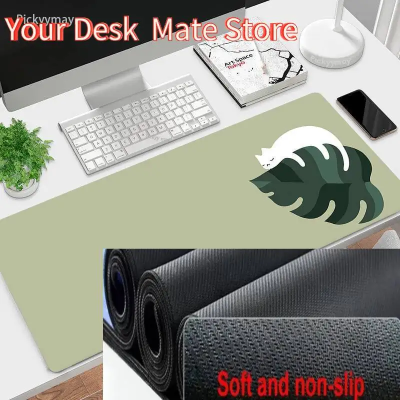 

Большой коврик для мыши с зелеными листьями, коврик для мыши с котом, большие милые коврики для мыши 800x300, офисные резиновые коврики для клавиатуры, настольный коврик, коврики для мыши с оверлоком