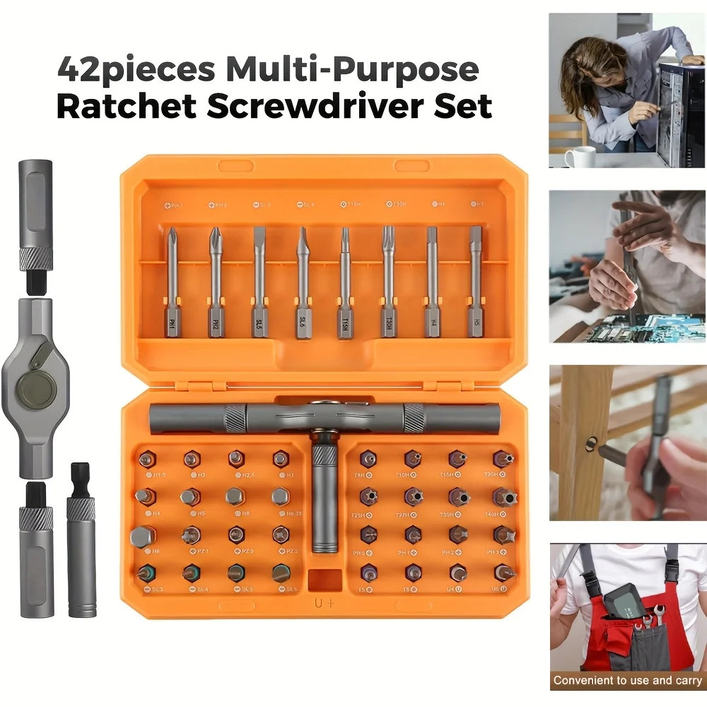 

42-in-1 Magnetic Screwdriver Set with Detachable Ratchet Handle, Compact DIY & Repair Tool Kit for Furniture,Computers,Bicycles