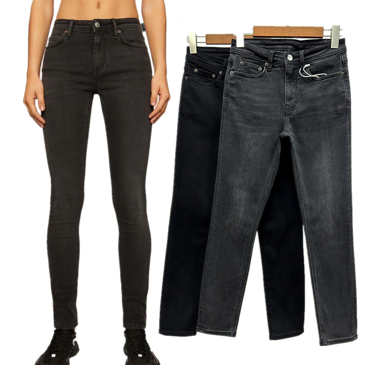 

Dave&Di Minimalist Women's Clothing Jeans Women Vintage Mid Waist Tight Fit Pencil Jeans Cropped Denim Pants Jeans Women