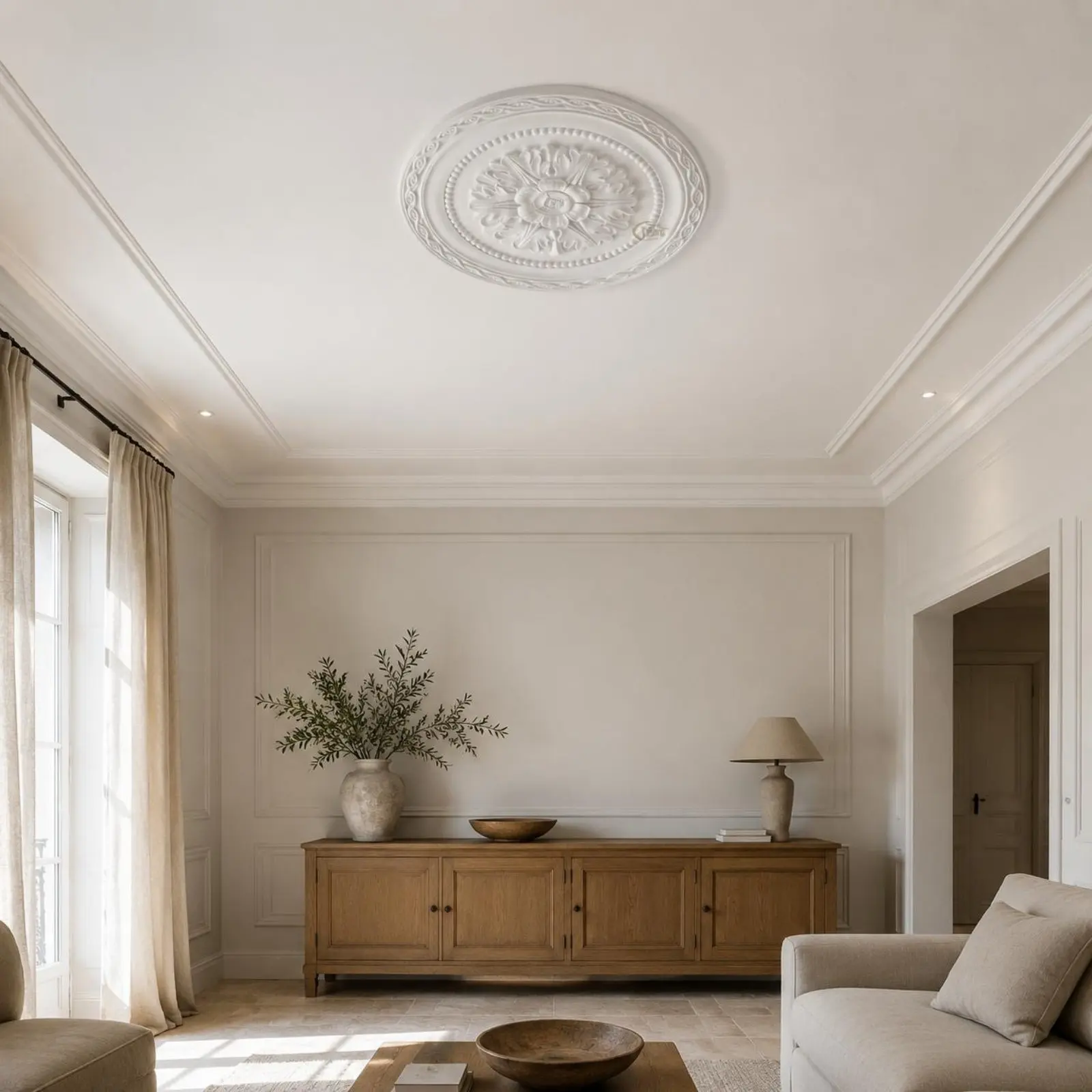 Ceiling Medallion European Design Round Ceiling Medallion Home Decor Easy to Install Waterproof for Living Room view 3