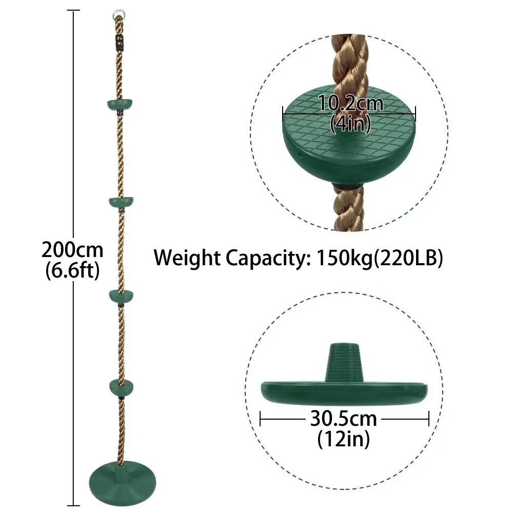 Swing Kids Fitness Climbing Rope with Platforms and Disc Swing Seat Set Outdoor Swing Set Garden Toy Playground Accessories