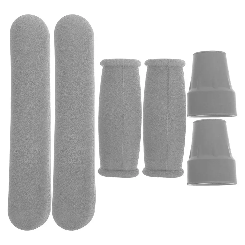 1Set Underarm Crutch Accessories Soft Sweatabsorbent Pads Ergonomic Hand Grips Nonslip Feet Caps for Walking Stick Replacement