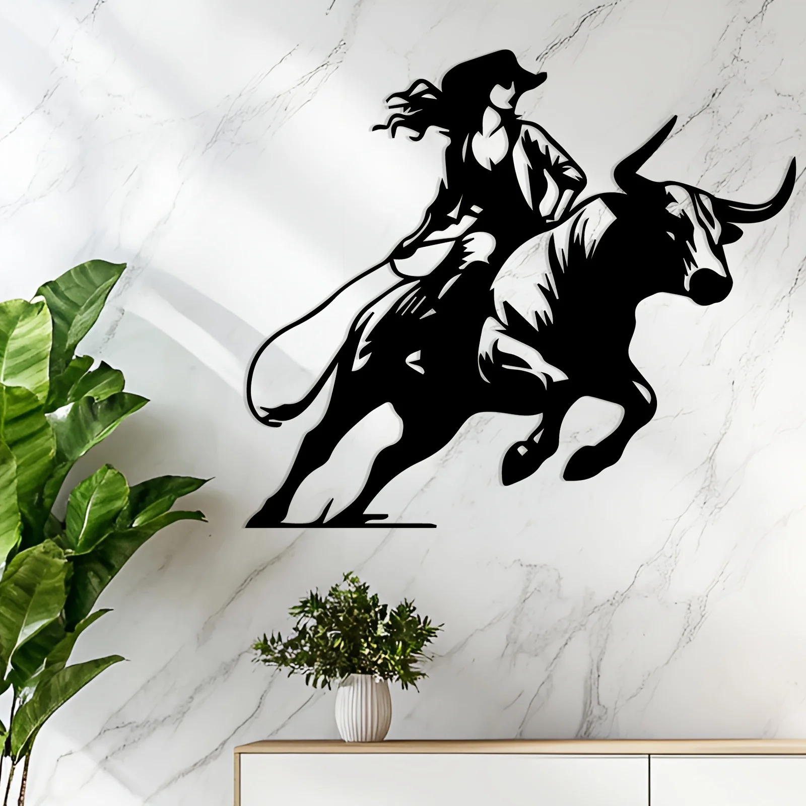 Vintage Cowboy Bull Metal Wall Art Handcrafted Iron Sculpture Living Room Outdoor Western Decor Rustic Farmhouse Black Hanging