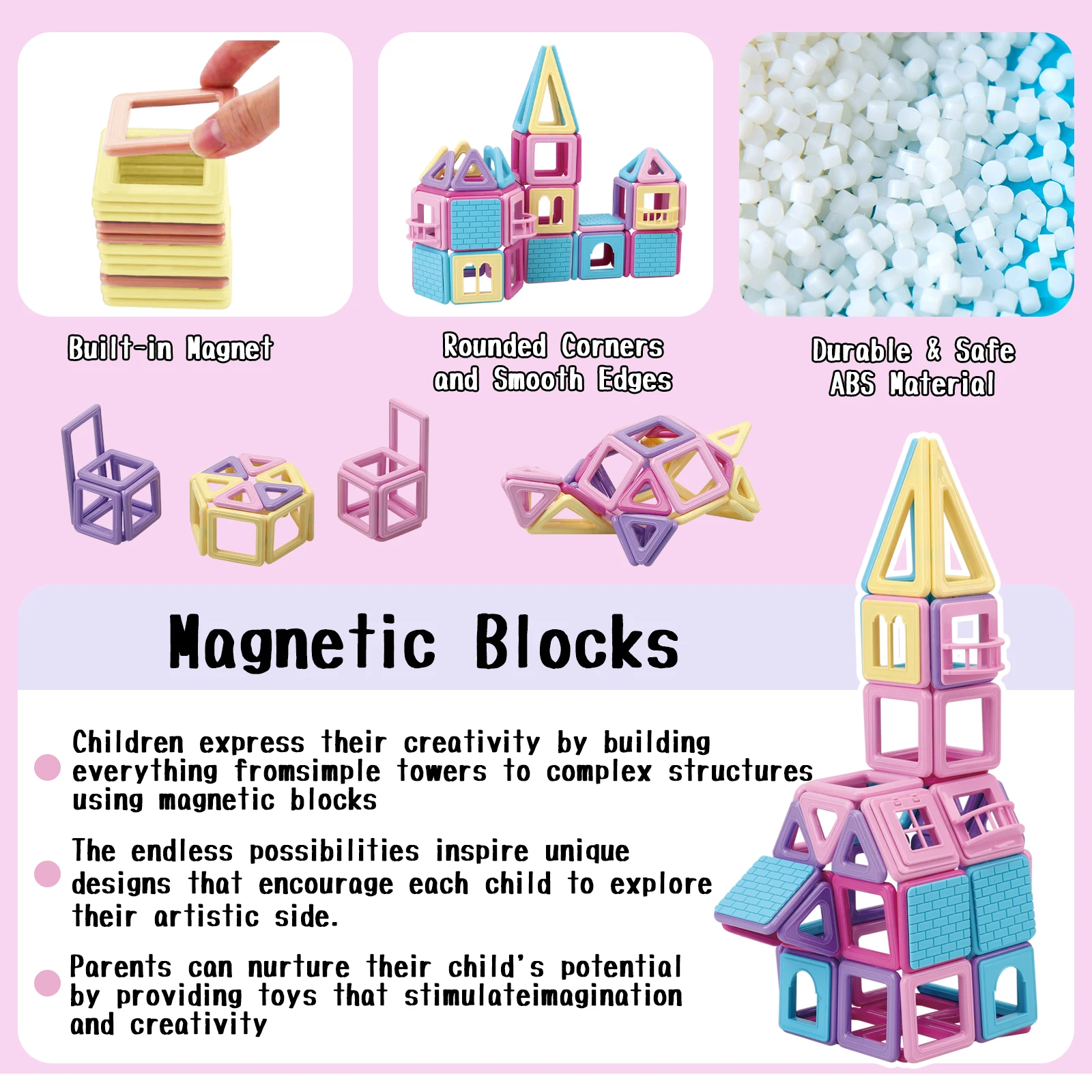 172PCS Mini Size Magnetic Building Blocks STEM Construction Set Educational Magnet Toy for 3+ Years Boys Girls Gifts