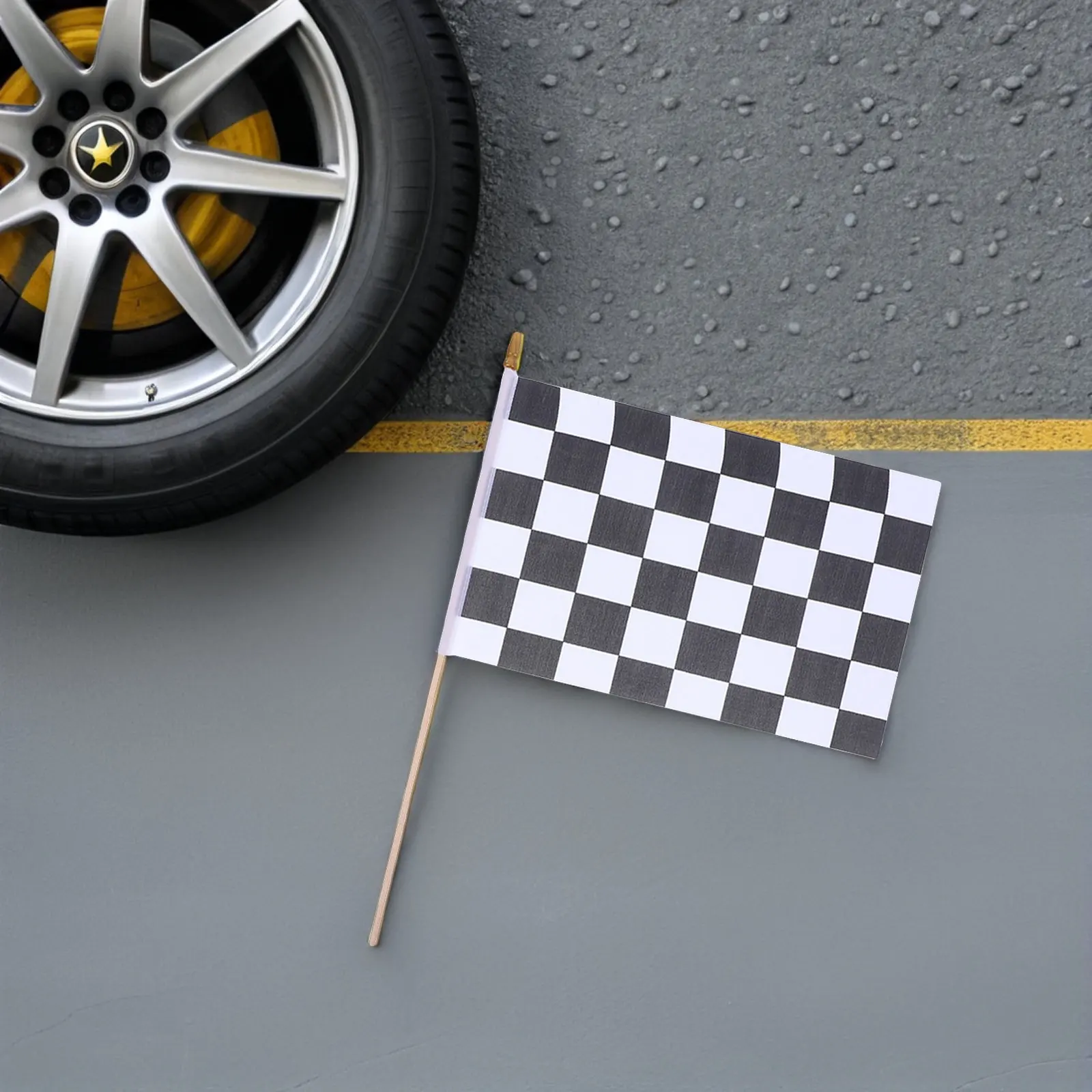 16 PCS Flag Hand Held Race Car Flags Checkered Racing Handheld Black White Mini