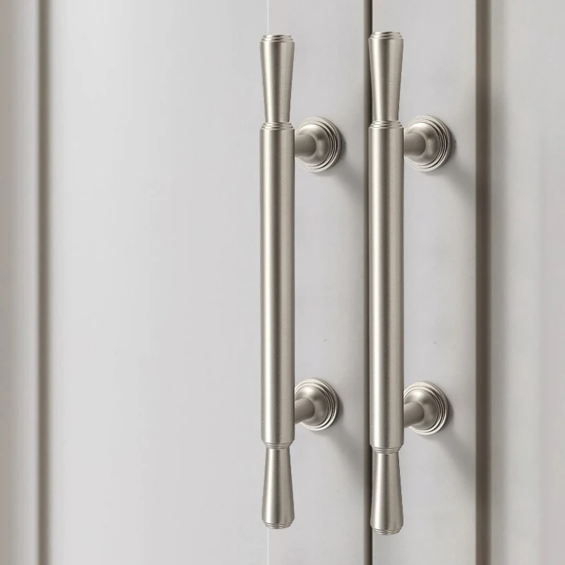 الأوروبي الصلبة النحاس مقابض خزانة ماتي الفضة درج المطبخ مقابض خزائن مضمد مقابض للأثاث #2