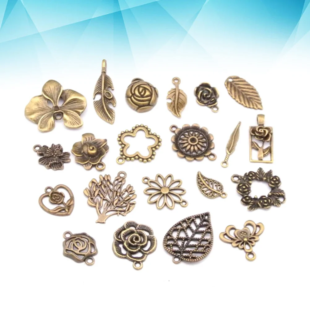 21 Pcs Flower Pendants Charms Vintage Jewelry DIY Necklace Supplies Leaf Making