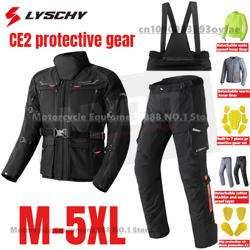 

LYSCHY Motorcycle Jacket Pants Men Winter Waterproof Windproof Warm Breathable Motocross Jacket CE2 Anti-fall Rally Suit