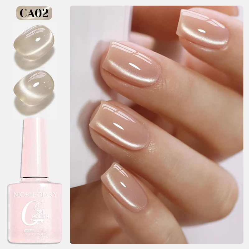 NICOLE DIARY 10ml Water Light Cat Magnetic Gel Nail Polish Glass Bead Punk Style Semi Permanent Gel Soak off UV Nail Art Manicur
