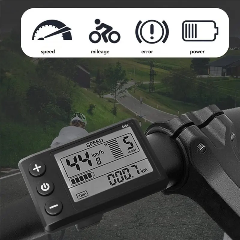New Arrivals-2X LCD-S866 Electric Bike LCD Display Meter Dashboard Display Panel 24V 36V 48V For Electric Scooter 6PIN
