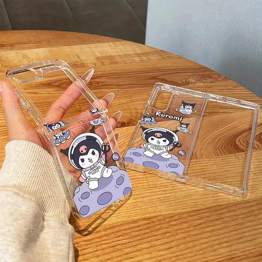 Sanrio Kuromi Transparent Soft Phone Cover Case for Samsung Galaxy Z Fold 8 Ultra Z Fold 7 6 5 4 3 Z Flip 6 5 4 3 ZFold8Ultra