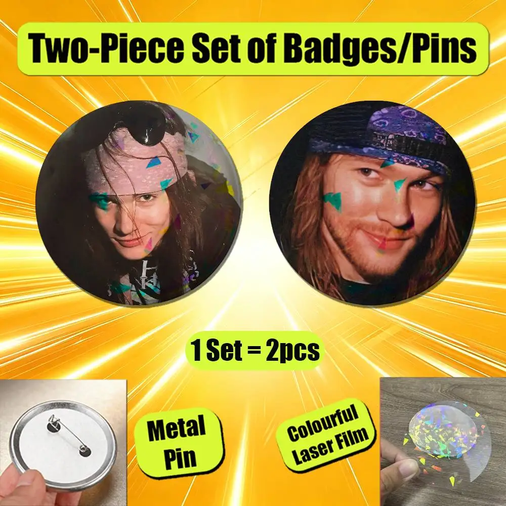 For Saul Hudson Guns N Roses Axl Rose Enamel Pin Badge Set 2PCS Round Button Metal Brooch Ita Bag Backpack Pins Custom