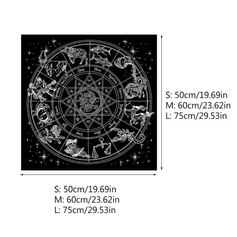 60X60Cm Tarot Bàn Bàn Thờ Vải Siêu Hình Board Game Thảm Con Lắc Bói Toán Bàn Thờ Khăn Trải Bàn Bảng Thẻ Trò Chơi Miếng Lót