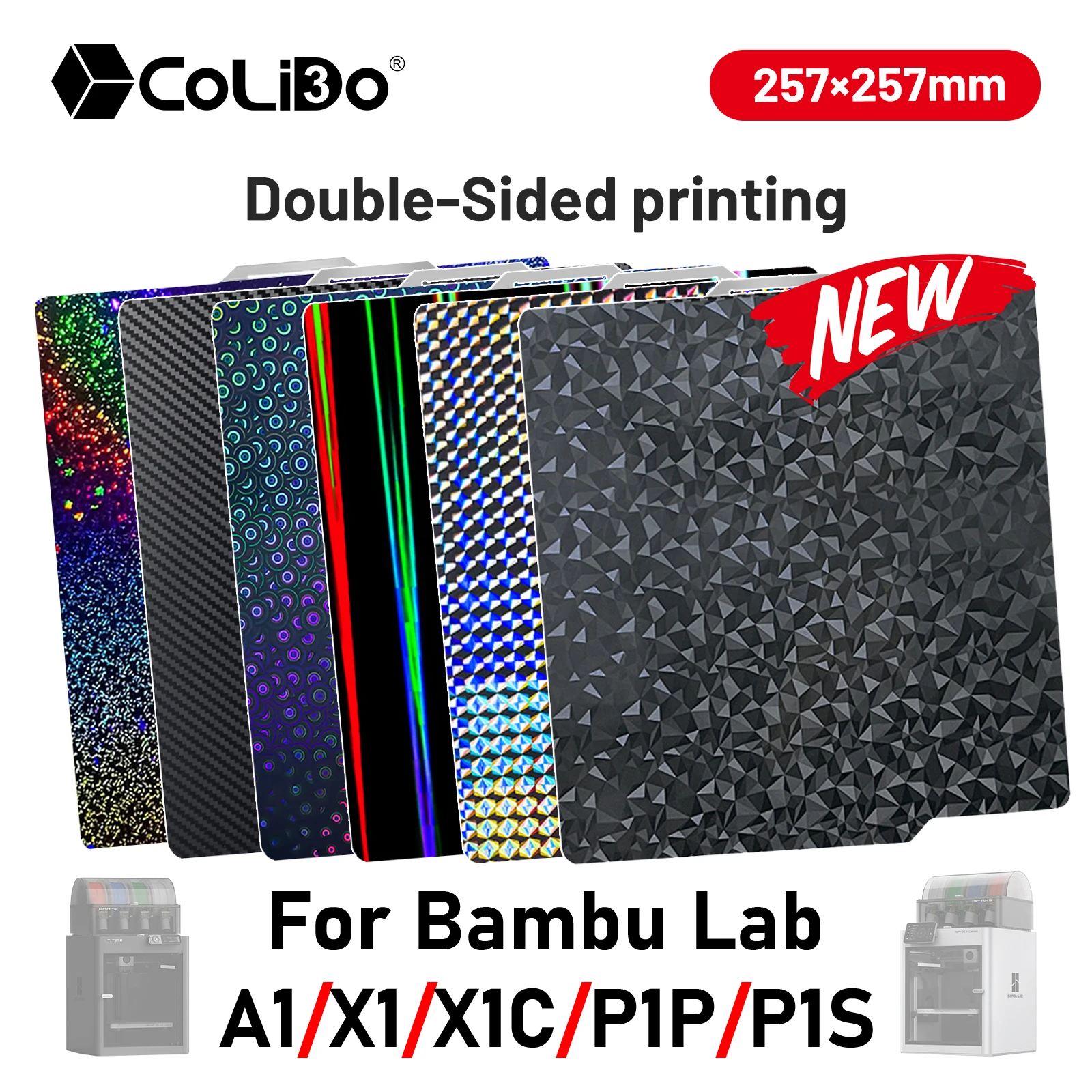 

Для Bambulab Build Plate Пружинный стальной лист Pei Sheet 257x257 Build Plate P1s Бамбуковая пластина Lab Smooth Bambulabs X1 Carbon P1P A1