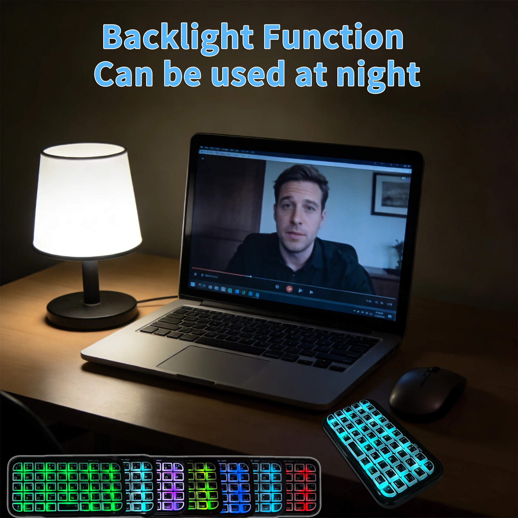 Mini Dual-mode Keyboard Bluetooth Wired Connection Rechargeable Light Weight Portable Backlight Function Tablet Keyboard