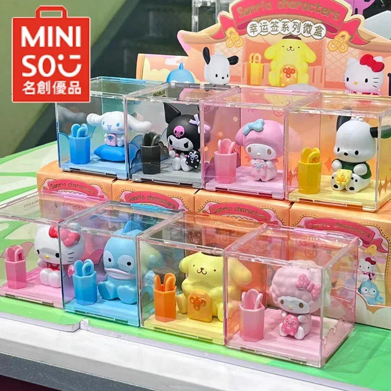 Miniso Sanrio Lucky Sign Series Blind Box Kuromi My Melody Cinnamoroll Pompom Purin Pochacco Surprise Figure Toy Gifts