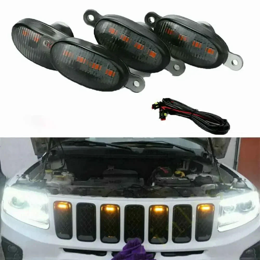 Front Grille LED Signal Light Lamp + Line Group For Jeep For Grand For Cherokee 2003-2021 Car Lights Replacement Signal-Lamp