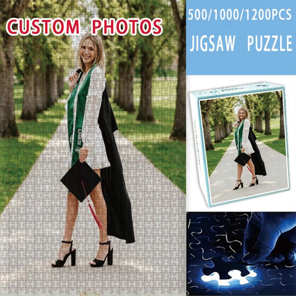 35/300/500/1000pcs Personalized Custom Photo Puzzle Selfie Photo Jigsaw Gifts Family Educational Toys