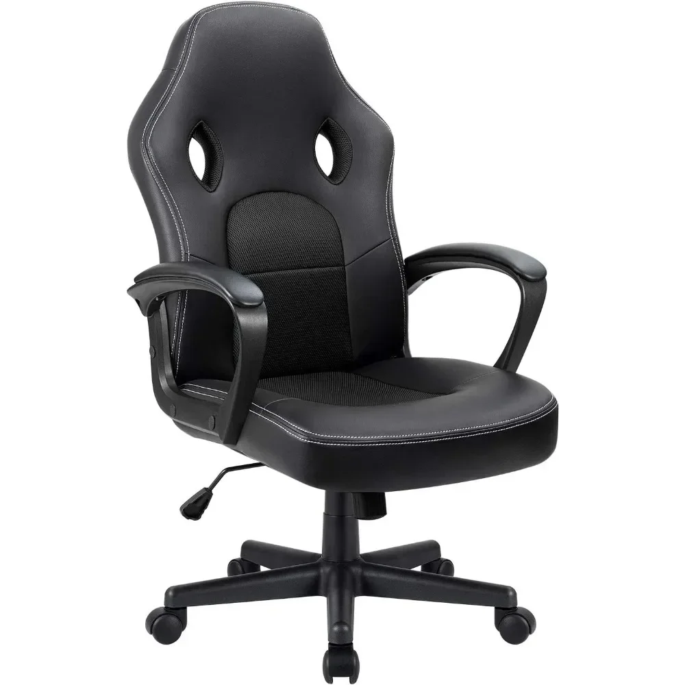 Gaming Chair Office Chair Leather Computer Desk Chair Racing Style Ergonomic Adjustable Swivel Task Chairs with Lumbar Sup