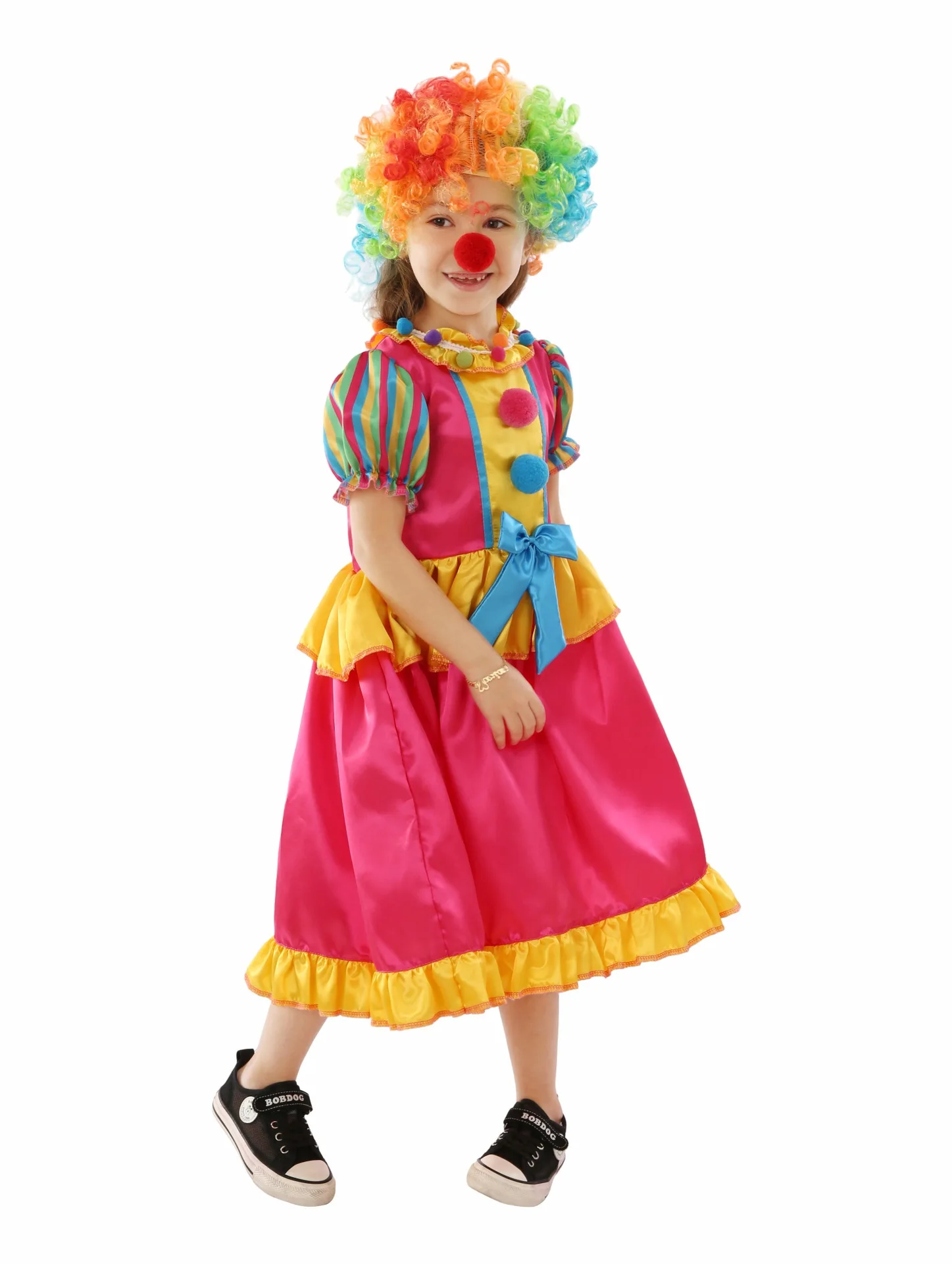 Happy Party Circus Colorful Clown Cosplay puppy Dress Costumes Halloween for Kid Amusement Park Joker