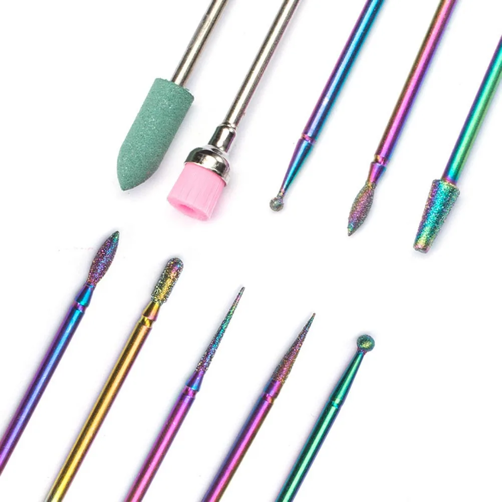 1Set Tungsten Steel Nail Drill Bits Professional Manicure Drill Grinding Head Kit Nail Art Tool Suitable for Electric