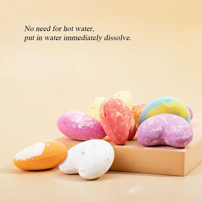 Bolas de sal de baño de corazón de amor, bolas de baño de aceite refinado fitoaromático, alivio del estrés, bombas de baño hidratantes exfoliantes, 5 piezas, 40g