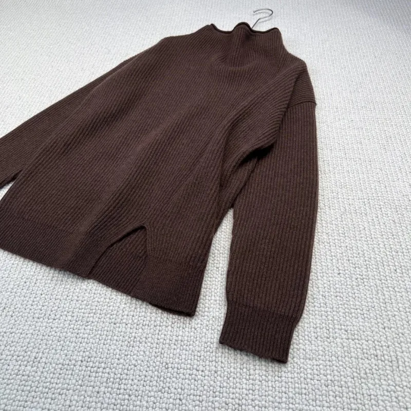 100% Cashmere Jersey Dropped Shoulders Loose Fit Pullover Women Sweater