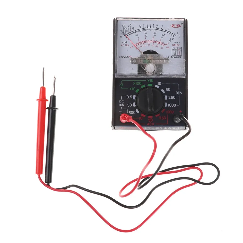 Multímetro analógico com caneta de teste, medidor de amperímetro, voltímetro, AC, DC, AC, AC, DC, 250V, 1000V, 250ma, MF-110A