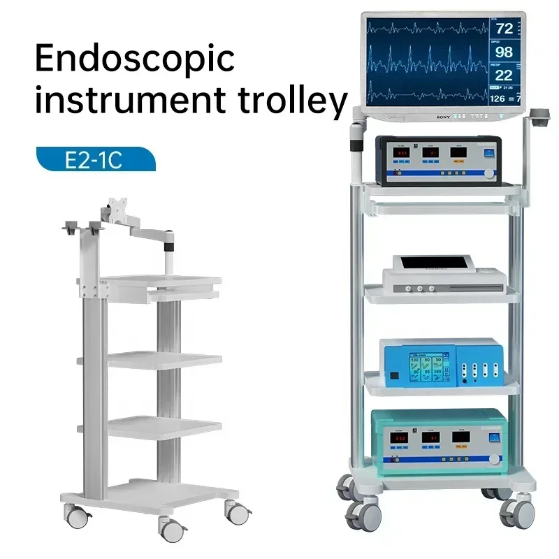 Mobile Laparoscope Tower 4 Layers Medical Endoscope Cart Instrument Trolley For Sale