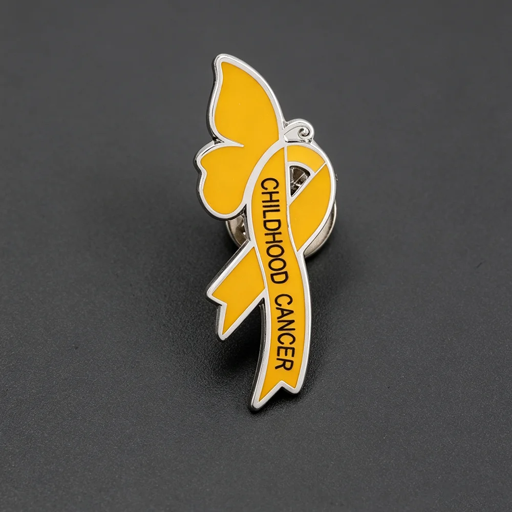 Childhood Cancer Awareness Badge Butterfly Yellow Ribbon Lapel Pin Hope Change And New Life Jewelry