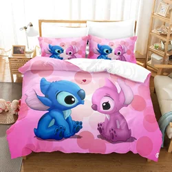 Disney Lilo e Stitch Bedding Set para crianças, capas de edredão, fronhas, desenhos animados, solteiro, duplo, gêmeo, completo, rainha, king size, presente para meninos e meninas