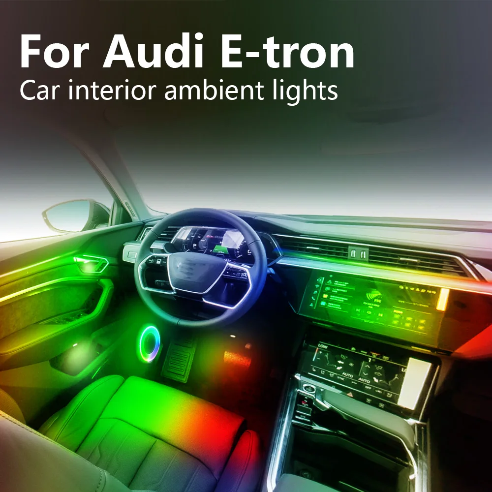 For Audi E-Tron 22in1 RGB Car Interior Acrylic Car Ambient Lights RGB Hidden Acrylic Strip Decoration Atmosphere Accessories
