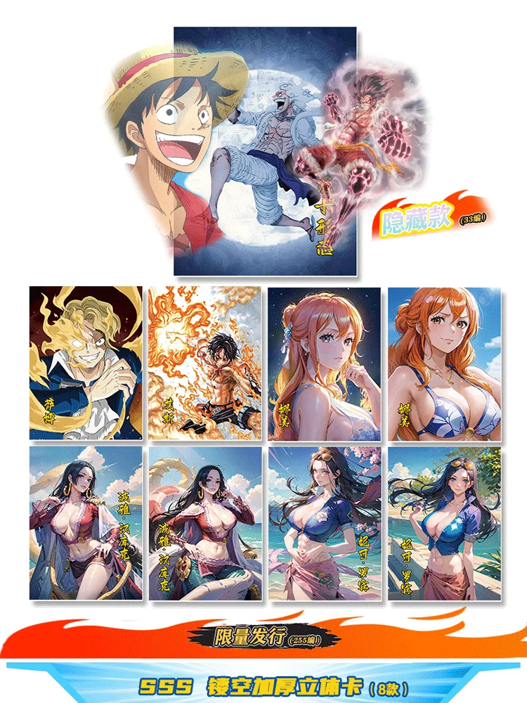 HUANQIUSHE mainan kartu One Piece, gambar Anime, kotak bermain, mainan papan permainan, hadiah ulang tahun untuk anak laki-laki dan perempuan