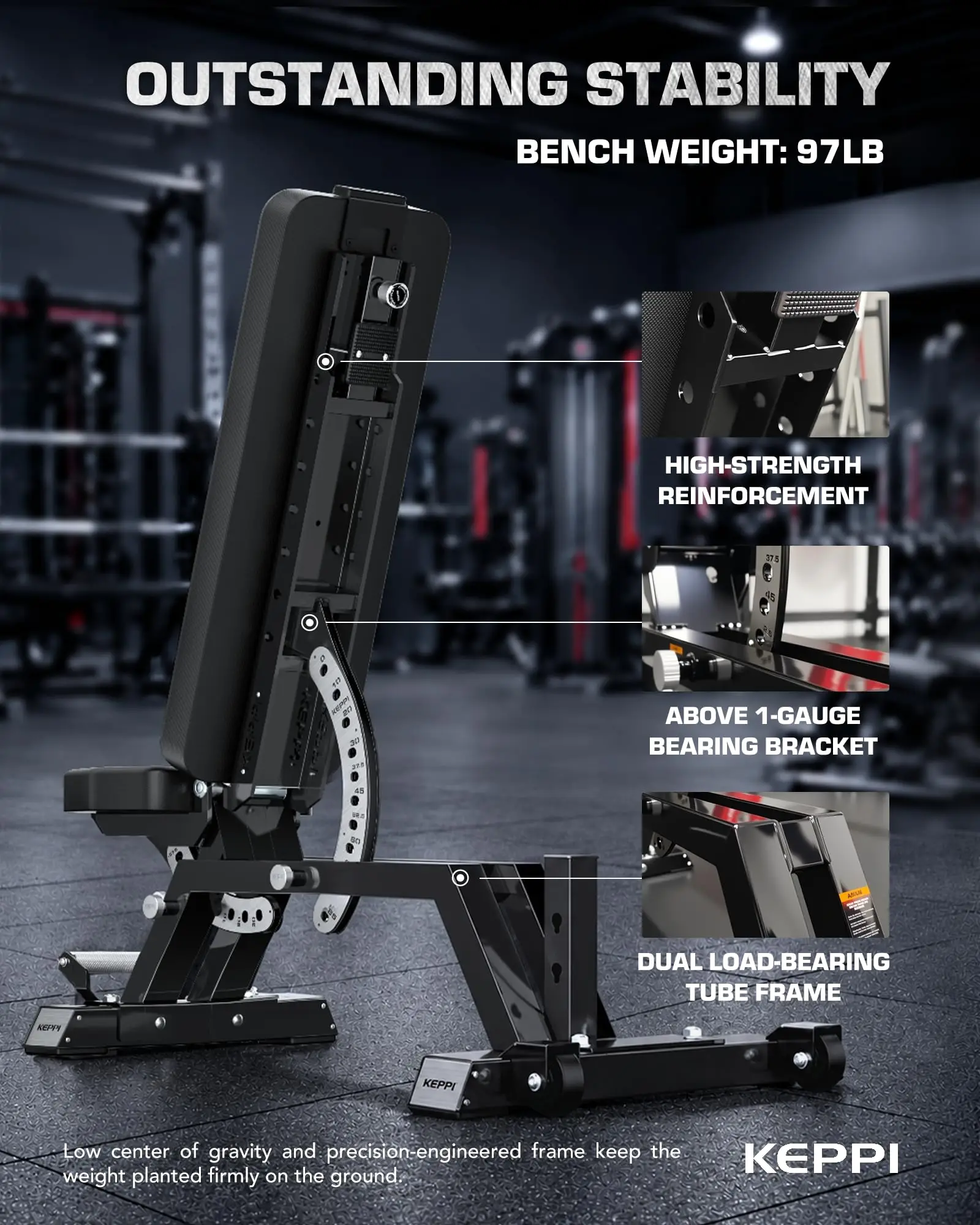 Bench6000 Weight Bench, Commercial Grade FID Workout Bench