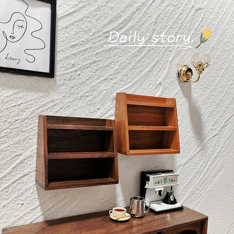 1Pcs Dollhouse Mini Wall Mounted Cabinets Storage Shelves Doll Bookshelf Storage Rack Furniture Decor Dolls House Accessories