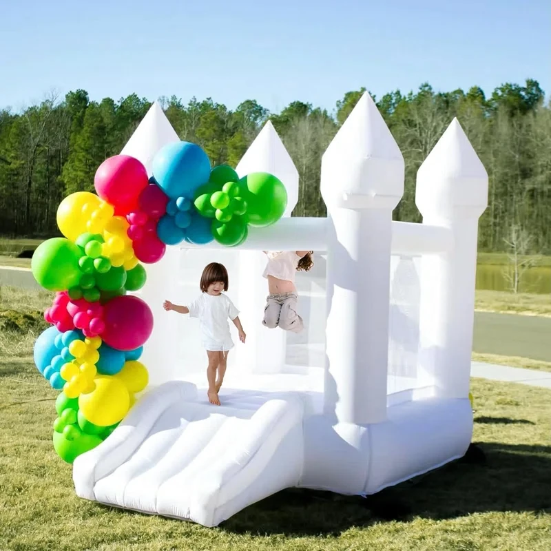 6'x 9'FT Oxford White Bounce House with Slide and Air Blower for Kids brithday/helloween/christmas party event
