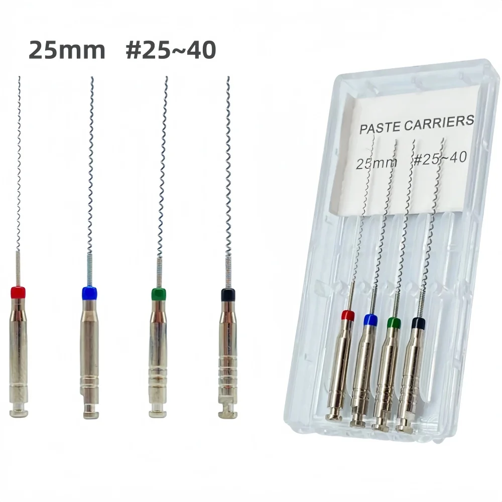 Trasportini per pasta rotativa dentale 4 pezzi Set di riempitivi a spirale endo per il trattamento del canale radicolare Gutta Perca Otturazione Strumenti endodontici