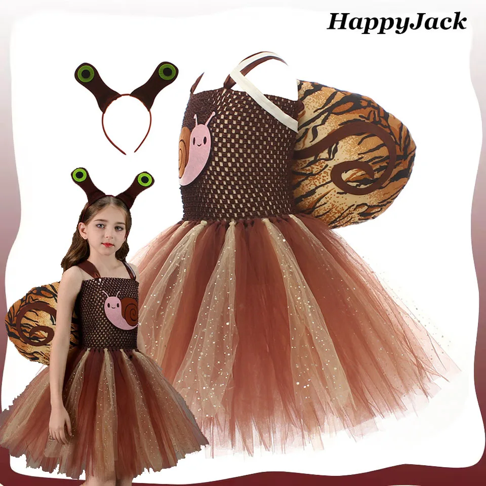 

Little Snail Cosplay Kids Children Tutu Dress Headband Girls Stage Performance Outfits Halloween Carnival Party Costume Suit