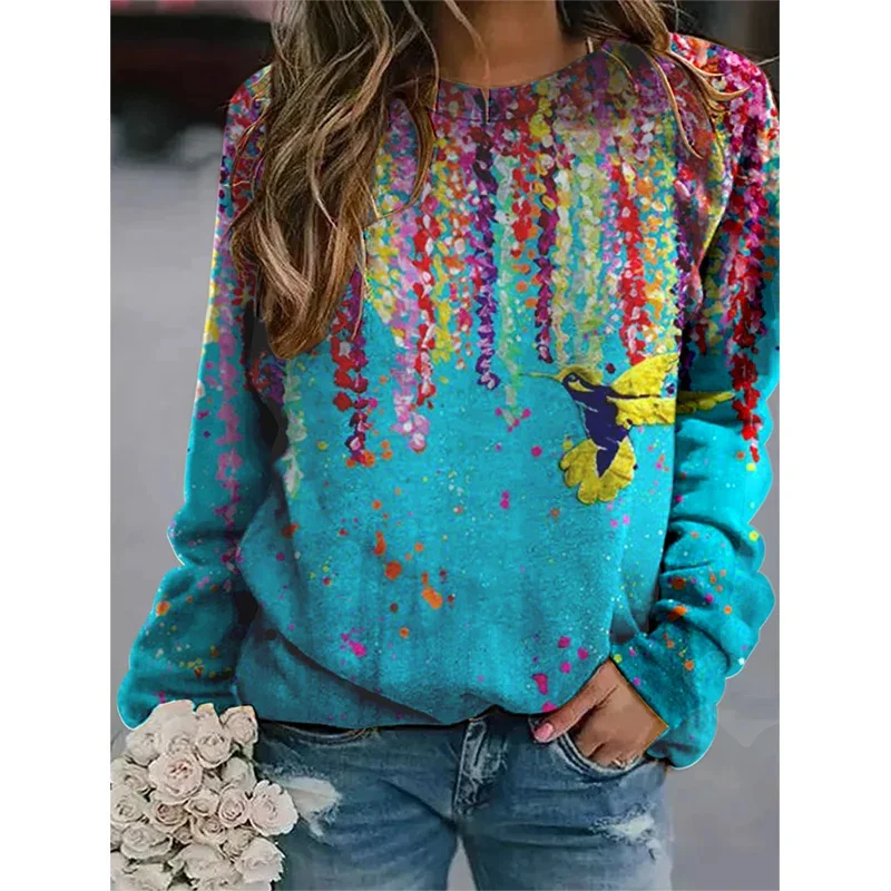 Harajuku New 3D Colorful Dandelions Print Sweatshirts Women Fashion Streetwear Pullovers Winter Girls Floral Graphic Clothes Top