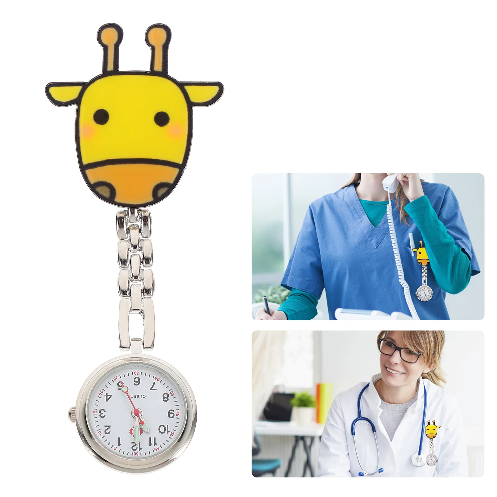 

Chest Watch Quartz Nurse Clinic Staff Pocket Cartoon Hanging Fob Watches for Doctors Nurses Durable Practical Tool