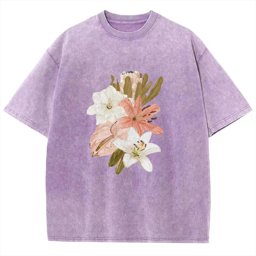 

Numerous Hand-Painted Flowers Beautiful Art Floral Unisex Vintage Washed Tee, Sporty Chic Shirt