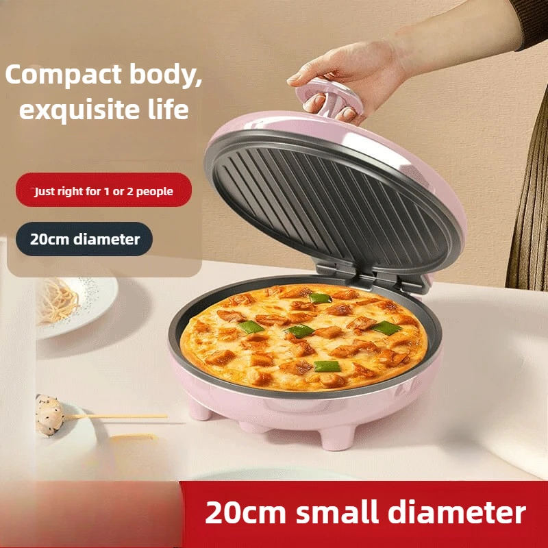 220 فولت المنزلية المزدوجة الجانب التدفئة الكهربائية كريب صانع المنزل مقلاة خبز كهربائية ، 20 سنتيمتر قطر البيتزا صانع كب كيك للإفطار