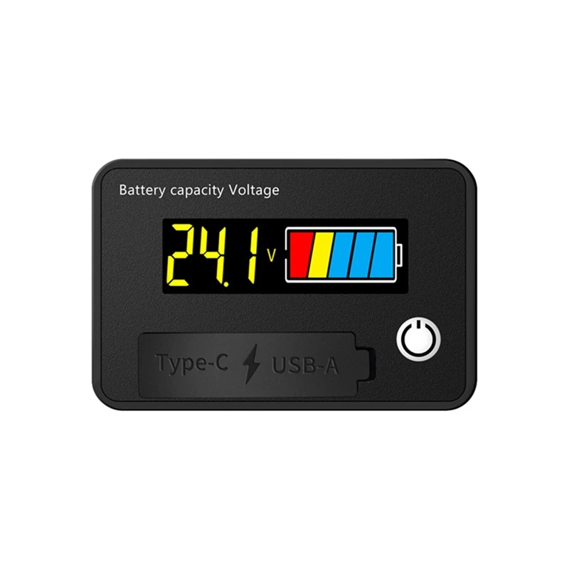 DC 8-30V LCD Digital Battery Voltmeter Capacity Indicator Lithium Acid Battery Voltage Tester Meter Tool Typec Output