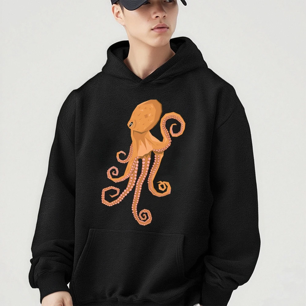 Y2K Woman Hoodies With Octopus Graphic Oversized Versatile Smooth Streetwear Sweater Casual Loose Fit Unisex Winter Clothing