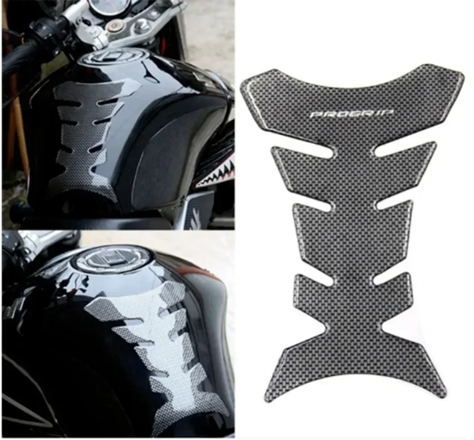 3D FUEL/GAS TANK PAD PROTECTOR DECAL PRO GRIP PERFORATED GLOSS BLACK+CHROME BLUE 1PC