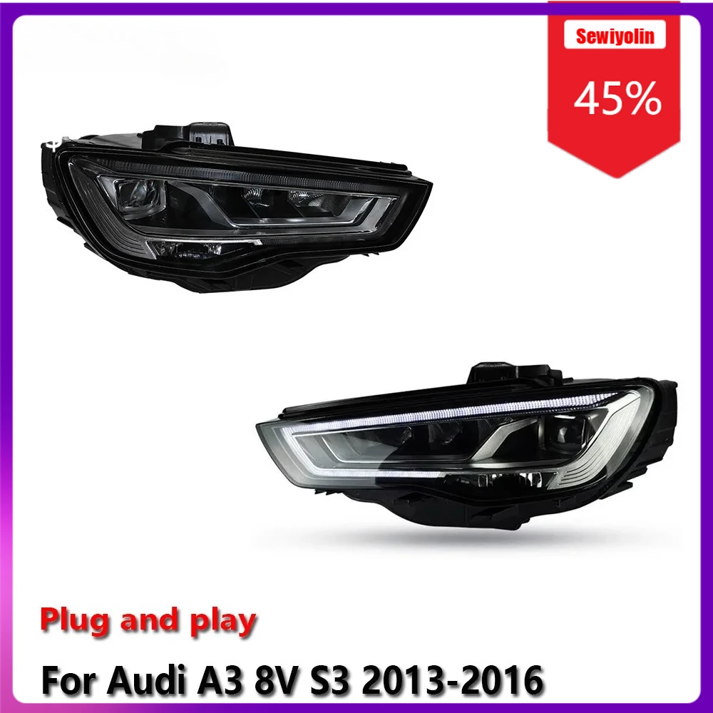 

Автомобильные светодиодные фары Sewiyolin в сборе для Audi A3 8V S3 Sedan Sportback 2013-2016, противотуманные фары DRL, стоп-сигналы поворота