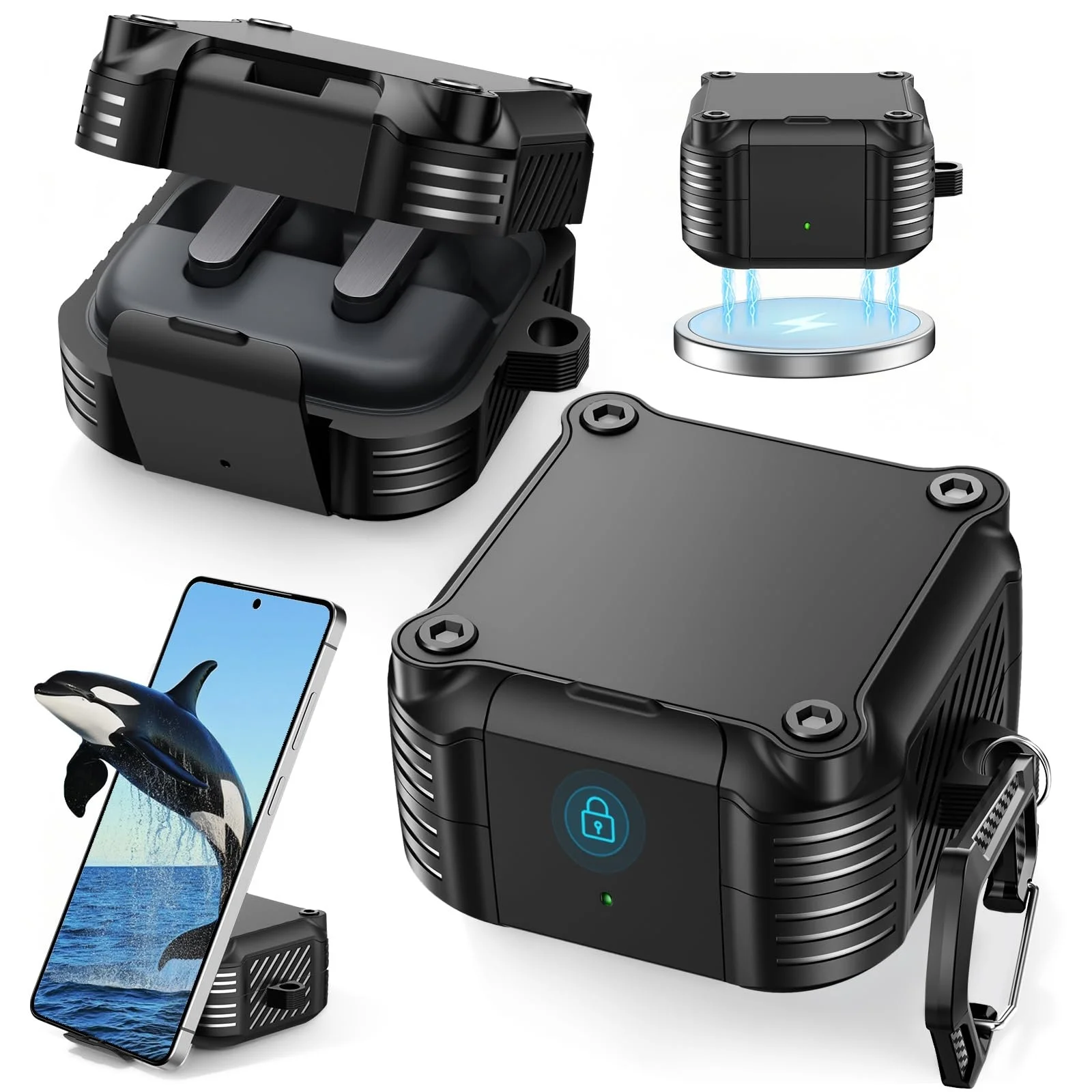 for Samsung Galaxy Buds 4 Pro/Buds 4 Case with Lock Rugged Cover with Phone Stand Compatible with MagSafe Cases For Buds 4/4 Pro
